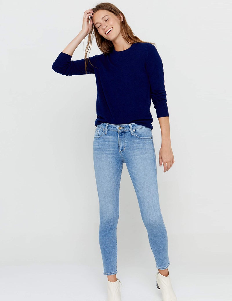 State Cashmere Womenâ€™s Essential Crewneck Sweater 100% Pure Cashmere Classic Long Sleeve Pullover (Navy, Small) - Image 4